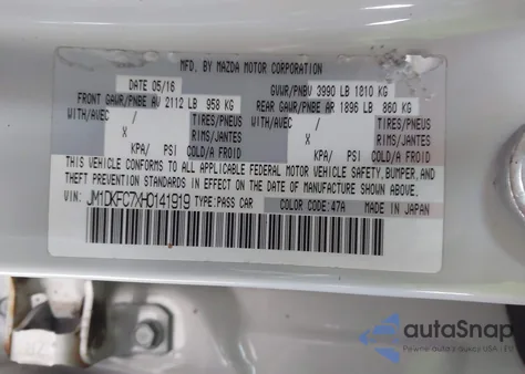 2017 Mazda Cx-3 Touring z USA, uszkodzony, nr VIN JM1DKFC7XH0141919